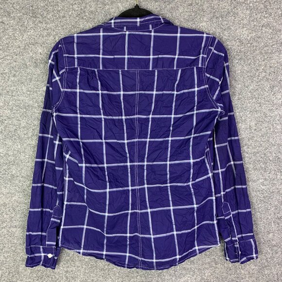 Frank & Eileen Barry Small Plaid‎ Button-Up Shirt In Blue & White Italy - Picture 2 of 12